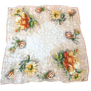 Yellow Orange Spring Floral Vintage Square Women's Fashion Scarf 30” x 30”